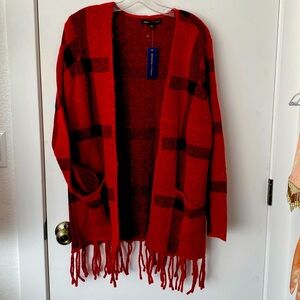 Red Cardigan with Fringe NWT
